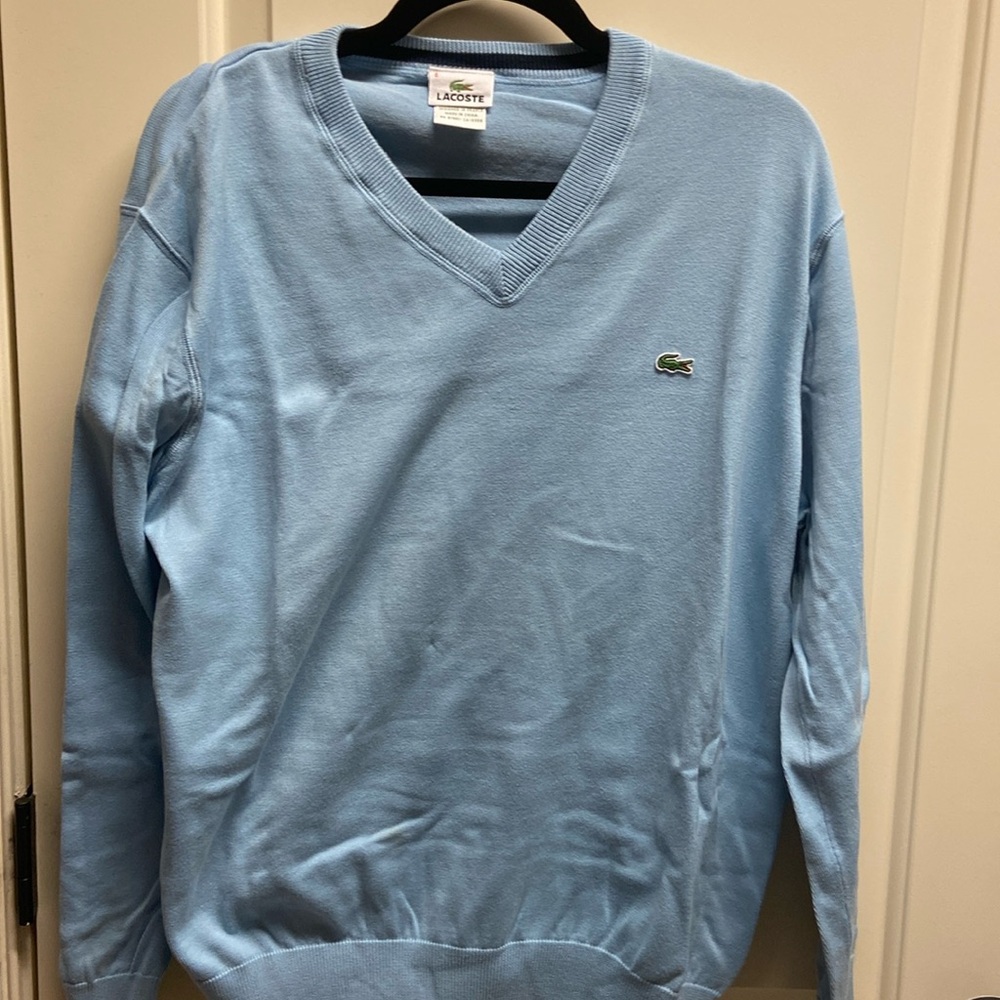 Lacoste light blue quarter zip sweater large (6)